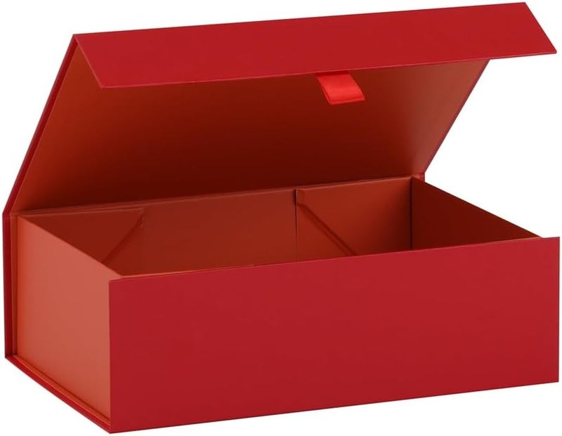 PLINJOY Red Gift Box for Presents 10.8x7.5x3.5 Inches Magnetic Gift Boxes with Lid Luxury Gift Box for Rectangle Collapsible for Bridesmaid, Wedding, Birthday Gift Packging - Image 1